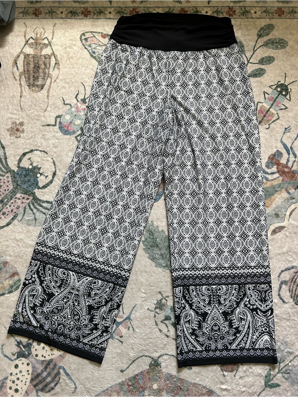 Apt 9 Black & White Patterned Wide Leg Pants